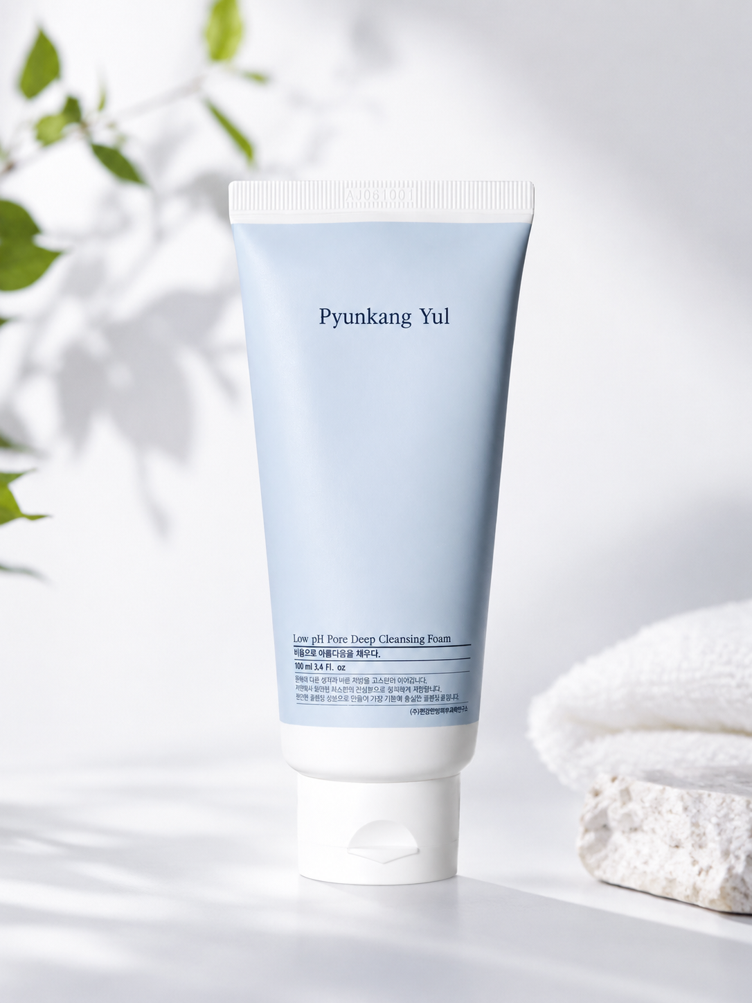 Pyunkang Yul Low pH Pore Deep Cleansing  Foam 100ml product on a clean and aesthetic background .