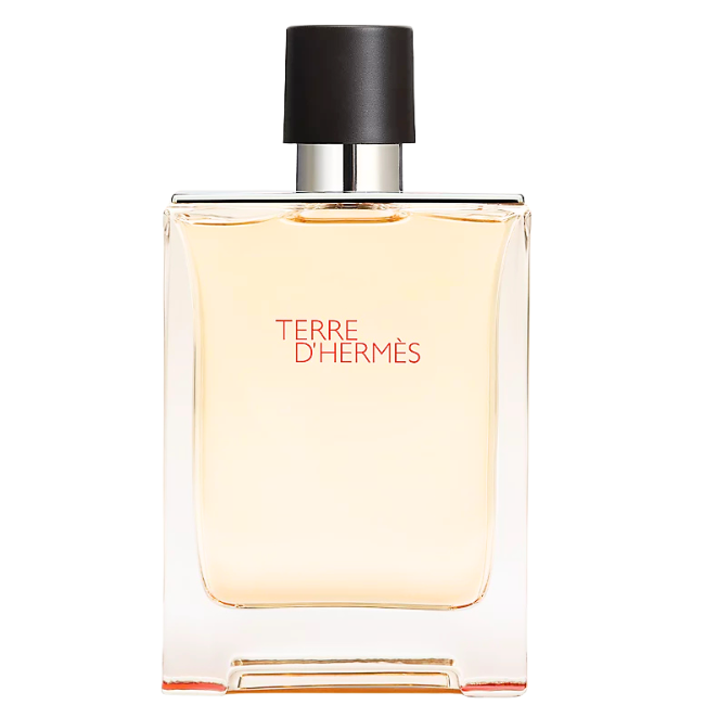 Perfume bottle labeled 'Terre d'Hermes' on a white background